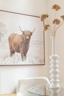 Wall Deco Landscape Yak Pinewood/Polyresin White/Brown