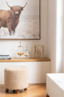 Wall Deco Landscape Yak Pinewood/Polyresin White/Brown