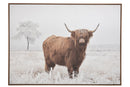 Wall Deco Landscape Yak Pinewood/Polyresin White/Brown