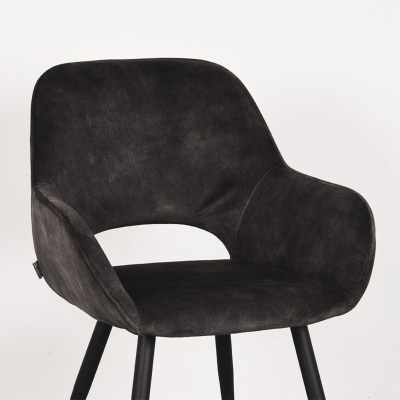 LABEL51 Eetkamerstoel Fer - Antraciet - Velours - Majorr
