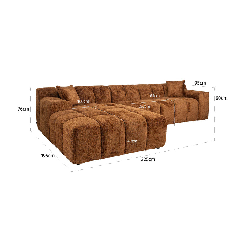Sofa Cube 3-zits + lounge links - Majorr