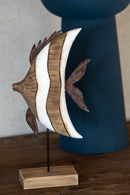 Fish Striped On Stand Paulownia Wood Small