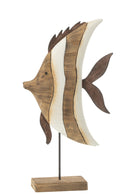 Fish Striped On Stand Paulownia Wood Large