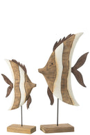 Fish Striped On Stand Paulownia Wood Large
