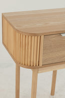 Night Table Rounded Mdf/Pine Wood Natural - Majorr