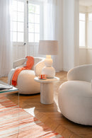 Chair Swivel Round Poplar Wood/Foam Cream