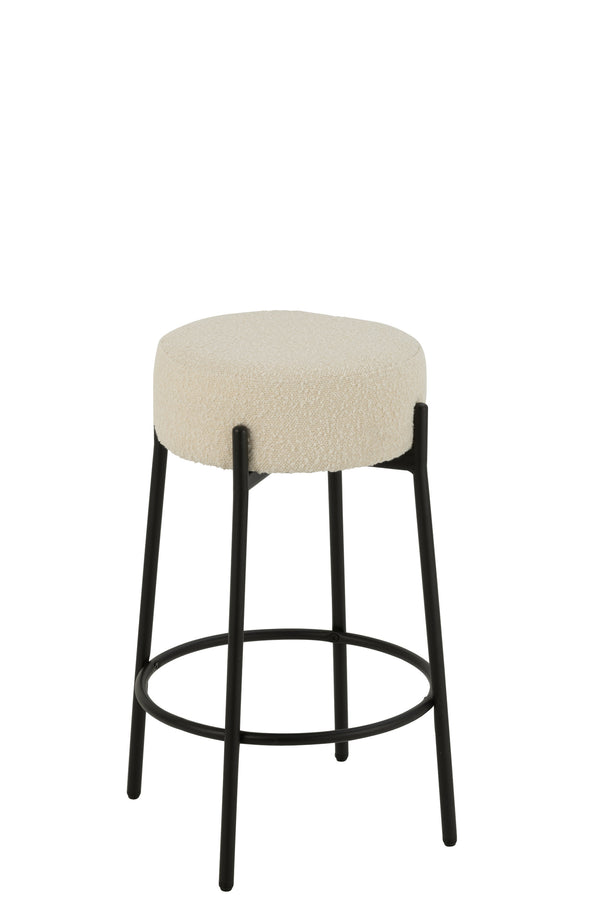 Bar Stool Boucle Plywood/Polyester White/Black