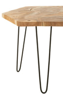 Lot de 2 tables d'appoint hexagonales en bois de teck/métal naturel