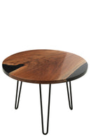 Side Table Round Acacia Wood/Resin Natural/Black
