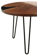 Side Table Round Acacia Wood/Resin Natural/Black