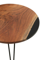 Side Table Round Acacia Wood/Resin Natural/Black
