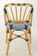 Dining Chair Rattan Blue/White