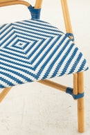 Dining Chair Rattan Blue/White