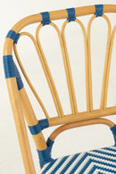 Dining Chair Rattan Blue/White