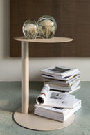 Table d'appoint ronde en métal beige