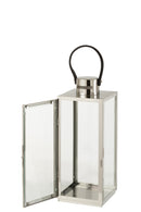 Lantern Square Metal/Glass Silver