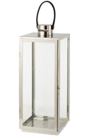 Lantern Square Metal/Glass Silver