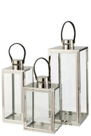 Lantern Square Metal/Glass Silver