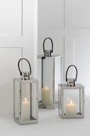 Lantern Square Metal/Glass Silver