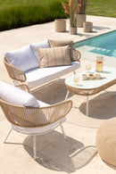 Set Of 3 Chairs Poa Steel/Rattan White
