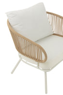 Set Of 3 Chairs Poa Steel/Rattan White