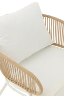 Set Of 3 Chairs Poa Steel/Rattan White