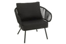 Set Of 3 Chairs Poa Steel/Rattan Black