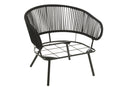 Set Of 3 Chairs Poa Steel/Rattan Black
