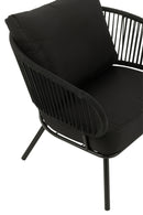 Set Of 3 Chairs Poa Steel/Rattan Black