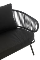 Set Of 3 Chairs Poa Steel/Rattan Black