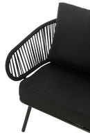 Set Of 3 Chairs Poa Steel/Rattan Black