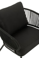 Set Of 3 Chairs Poa Steel/Rattan Black