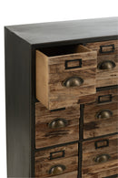 Cupboard 16 Drawers Wood/Metal Brown