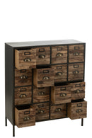Cupboard 16 Drawers Wood/Metal Brown