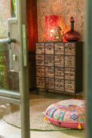 Cupboard 16 Drawers Wood/Metal Brown