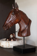 Horse Head On Stand Polyresin Dark Brown Small