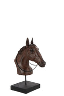 Horse Head On Stand Polyresin Dark Brown Small