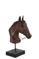 Horse Head On Stand Polyresin Dark Brown Large