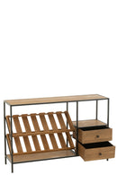 Bar Cabinet Wine Veneer Natural/Black Small