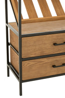 Bar Cabinet Wine Veneer Natural/Black Large