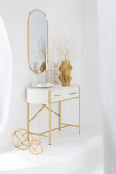 Console Mdf/Marble/Metal White/Gold Colored