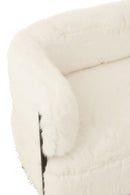 2 Seater Sofa Fur With Metal Legs Wood White