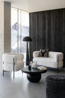 2 Seater Sofa Fur With Metal Legs Wood White