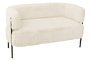 2 Seater Sofa Fur With Metal Legs Wood White