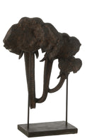 Elephant On Base Family Polyresin Dark Brown