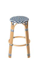 Stool Geo Rattan Blue/White - Majorr