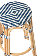 Stool Geo Rattan Blue/White - Majorr