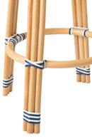 Stool Geo Rattan Blue/White - Majorr