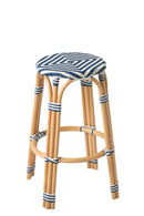 Stool Geo Rattan Blue/White - Majorr