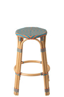 Stool Geo Rattan Orange/Turquoise - Majorr